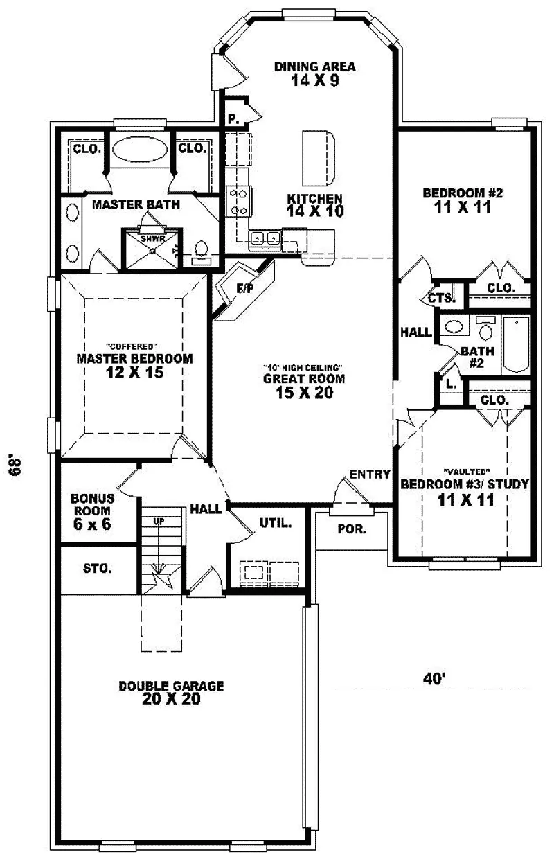 Southern House Plan First Floor - Cranwell Traditional Home 087D-0171 - Search House Plans and More