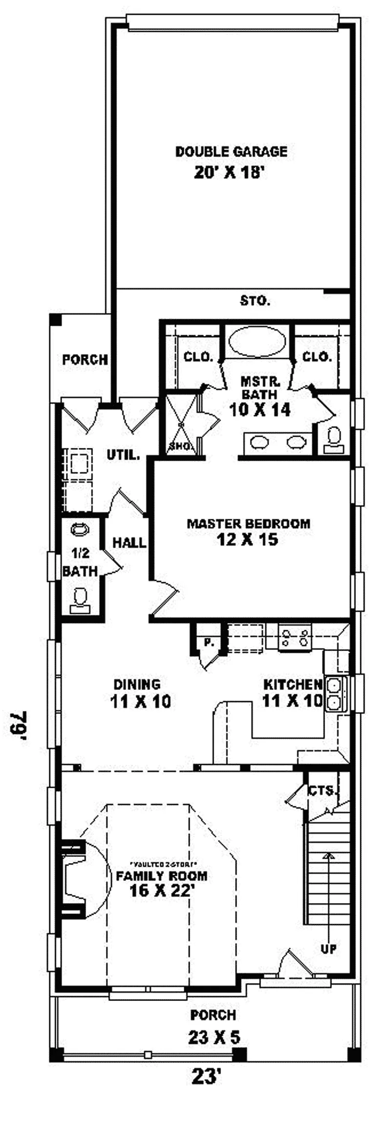 Waterfront House Plan First Floor - Elinor Narrow Lot Home 087D-0176 - Search House Plans and More