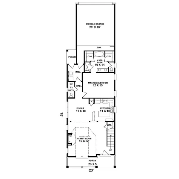 Farmhouse Plan First Floor - Elinor Narrow Lot Home 087D-0176 - Search House Plans and More