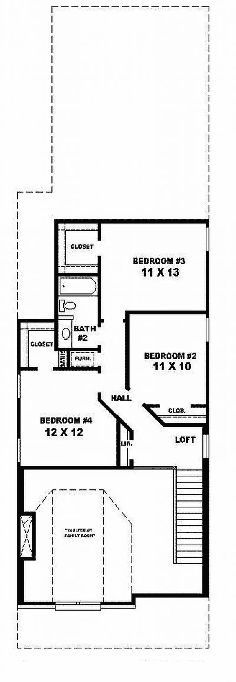 Craftsman House Plan Second Floor - Elinor Narrow Lot Home 087D-0176 - Search House Plans and More
