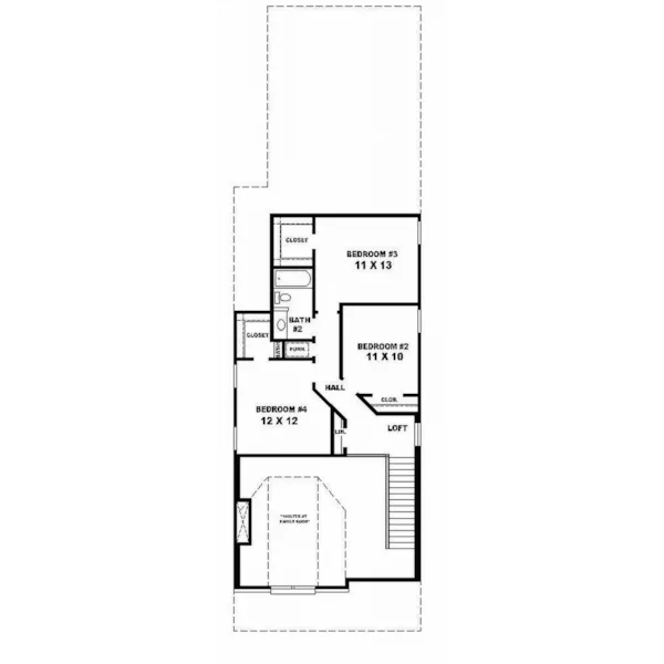 Farmhouse Plan Second Floor - Elinor Narrow Lot Home 087D-0176 - Search House Plans and More