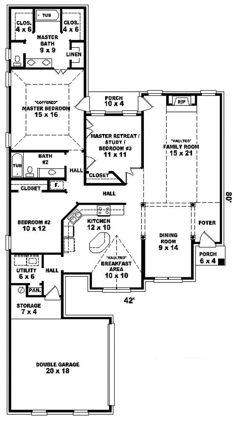 European House Plan First Floor - Sangwinette Stucco Ranch Home 087D-0179 - Shop House Plans and More