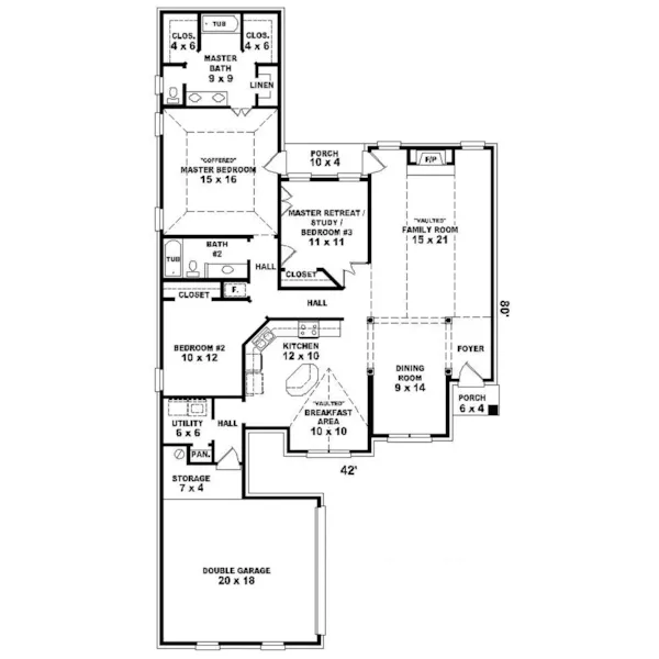 European House Plan First Floor - Sangwinette Stucco Ranch Home 087D-0179 - Shop House Plans and More