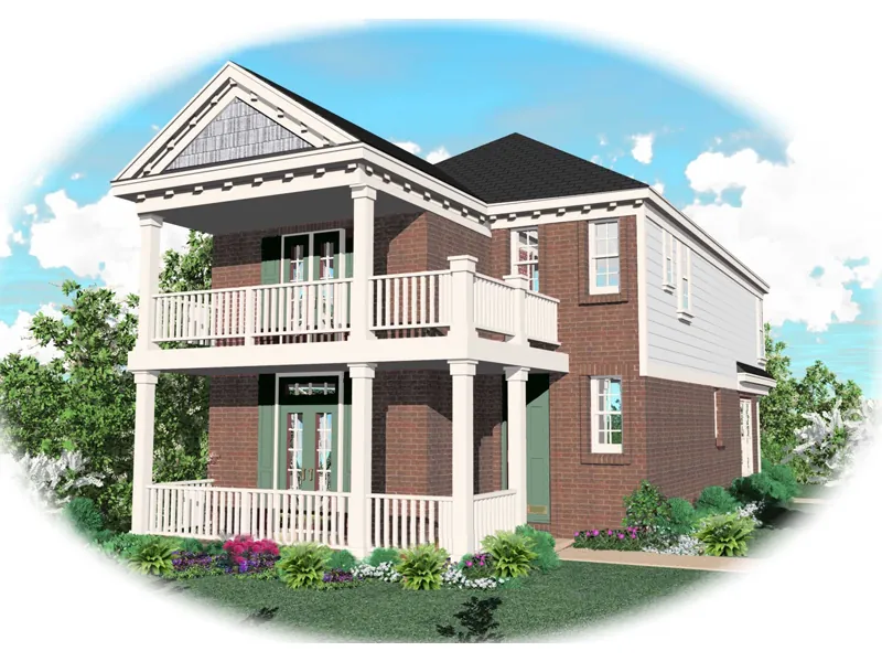 Porch And Balcony Above Creates Southern Character