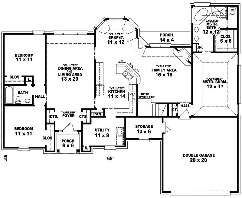 Ranch House Plan First Floor - Hardestel Hollow Ranch Home 087D-0187 - Search House Plans and More