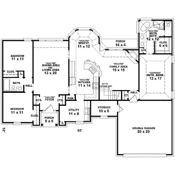 Ranch House Plan First Floor - Hardestel Hollow Ranch Home 087D-0187 - Search House Plans and More