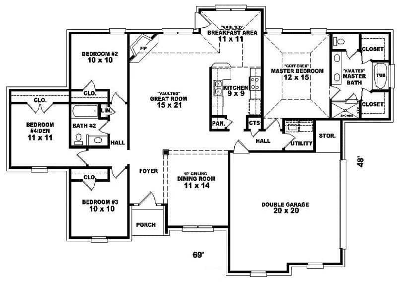 European House Plan First Floor - Rathmullen Ranch Home 087D-0189 - Shop House Plans and More