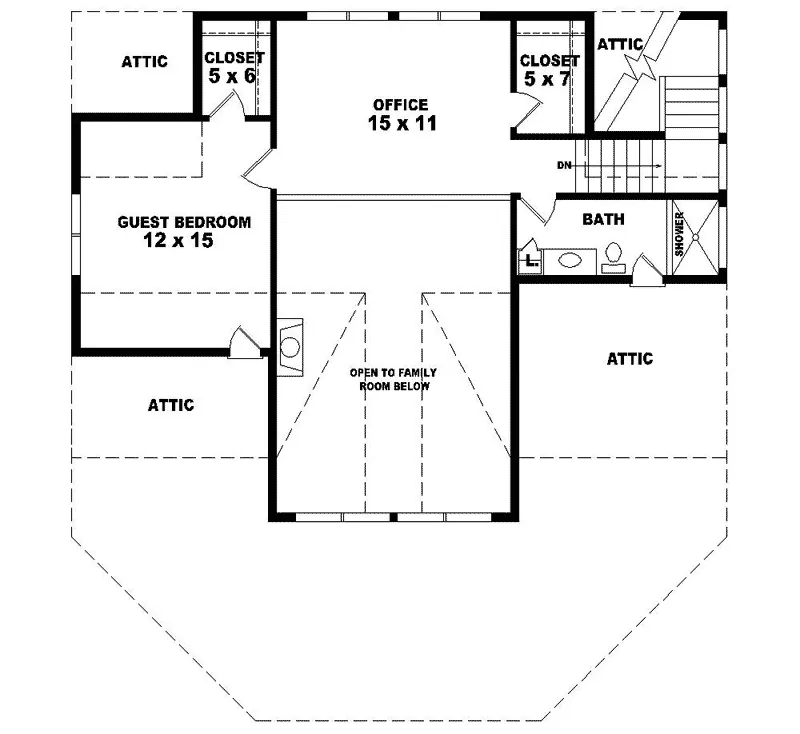 Arts & Crafts House Plan Second Floor - Felsina A-Frame Vacation Home 087D-0195 - Search House Plans and More