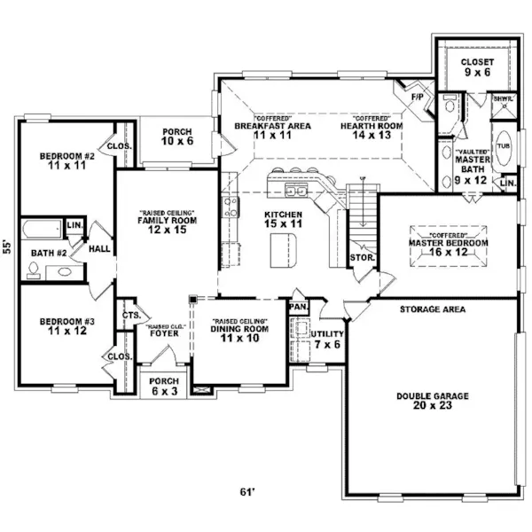 European House Plan First Floor - Fermelia Traditional Home 087D-0200 - Search House Plans and More