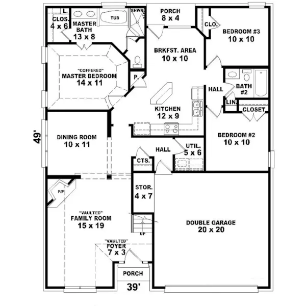 Country House Plan First Floor - Borgmann Narrow Lot Home 087D-0201 - Search House Plans and More