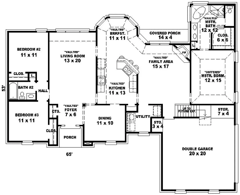 European House Plan First Floor - Xenia Ranch Home 087D-0205 - Shop House Plans and More