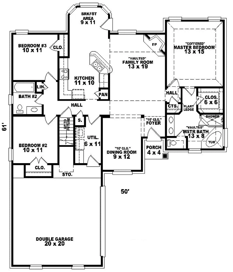 Country House Plan First Floor - Campbelltown Ranch Home 087D-0207 - Search House Plans and More