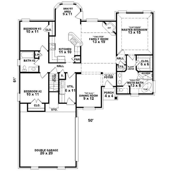 Ranch House Plan First Floor - Campbelltown Ranch Home 087D-0207 - Search House Plans and More