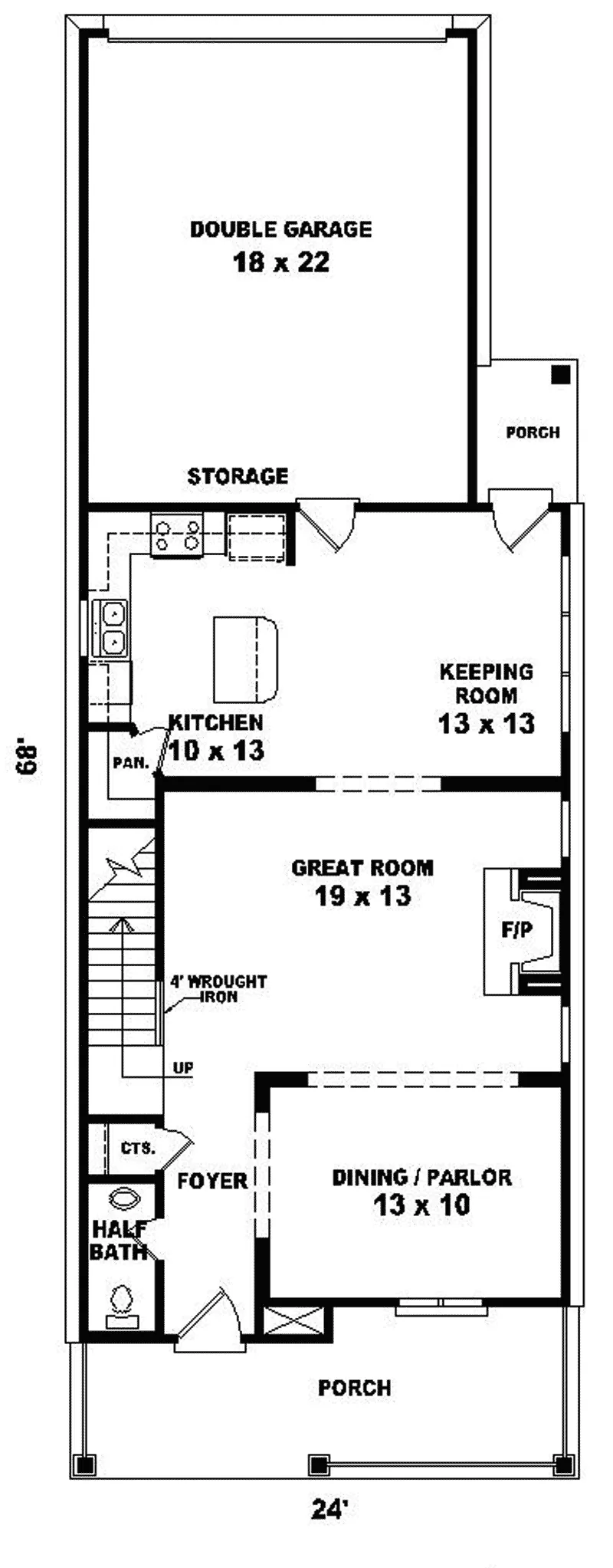 Shingle House Plan First Floor - Spring Oak Southern Home 087D-0214 - Shop House Plans and More