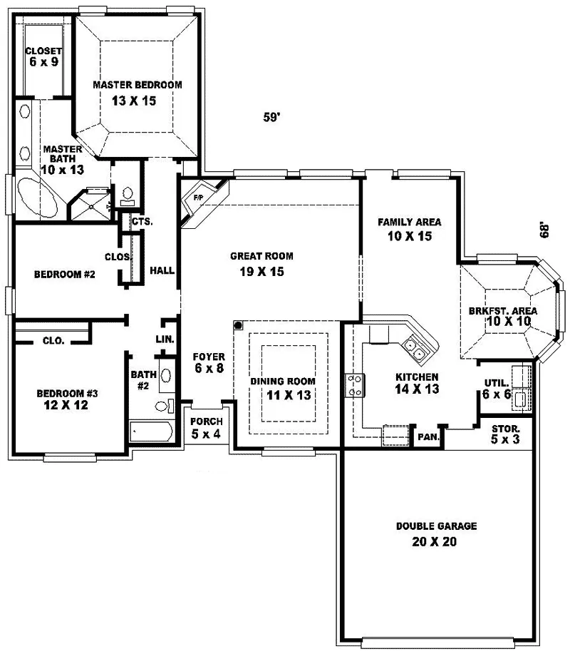 Southern House Plan First Floor - Dorwood Traditional Home 087D-0215 - Search House Plans and More