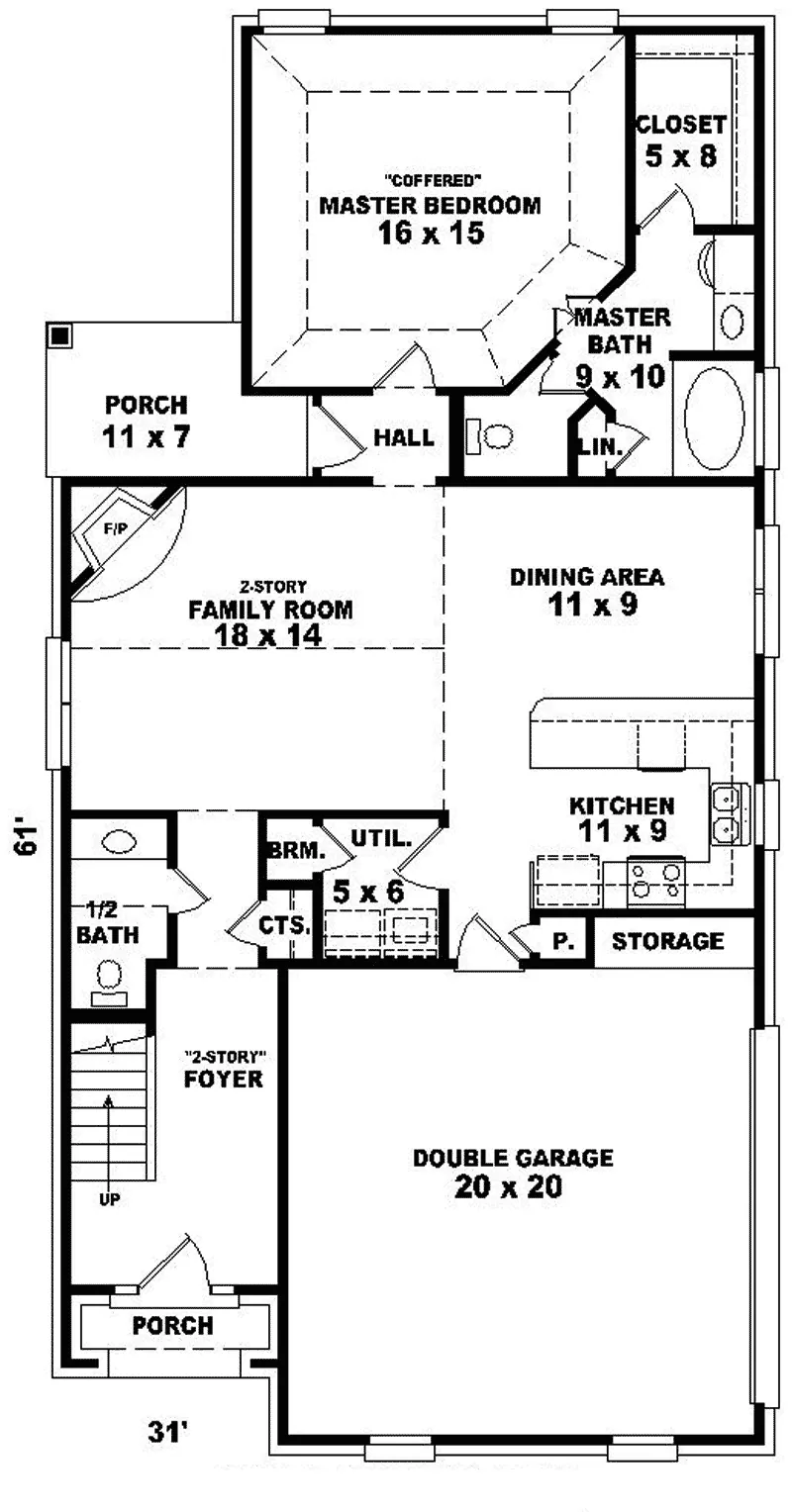 Country House Plan First Floor - Berkman Narrow Lot Home 087D-0216 - Search House Plans and More