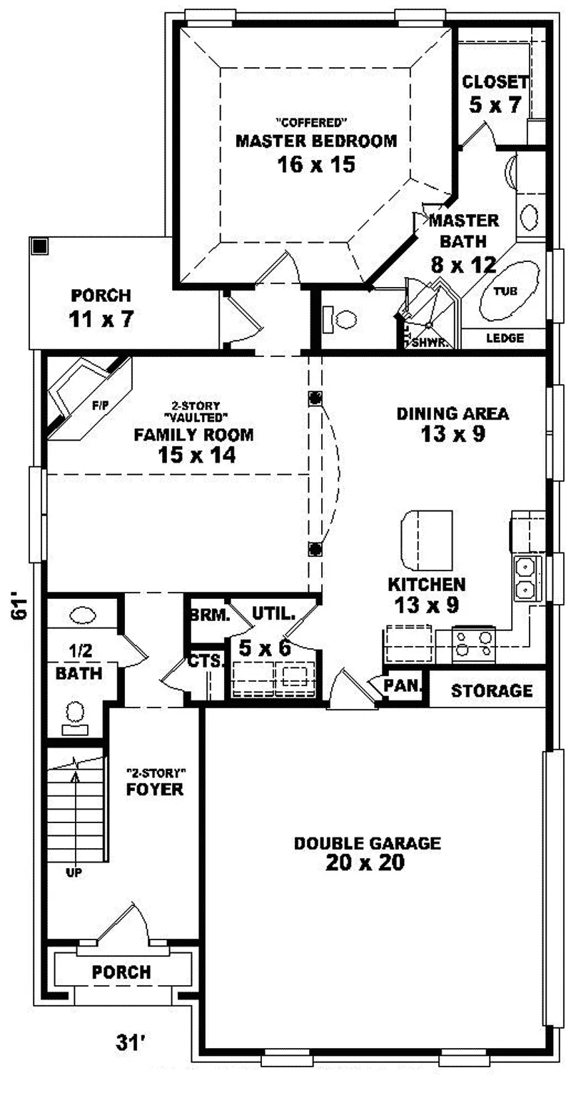 Southern House Plan First Floor - Tatiana Narrow Lot Home 087D-0217 - Shop House Plans and More