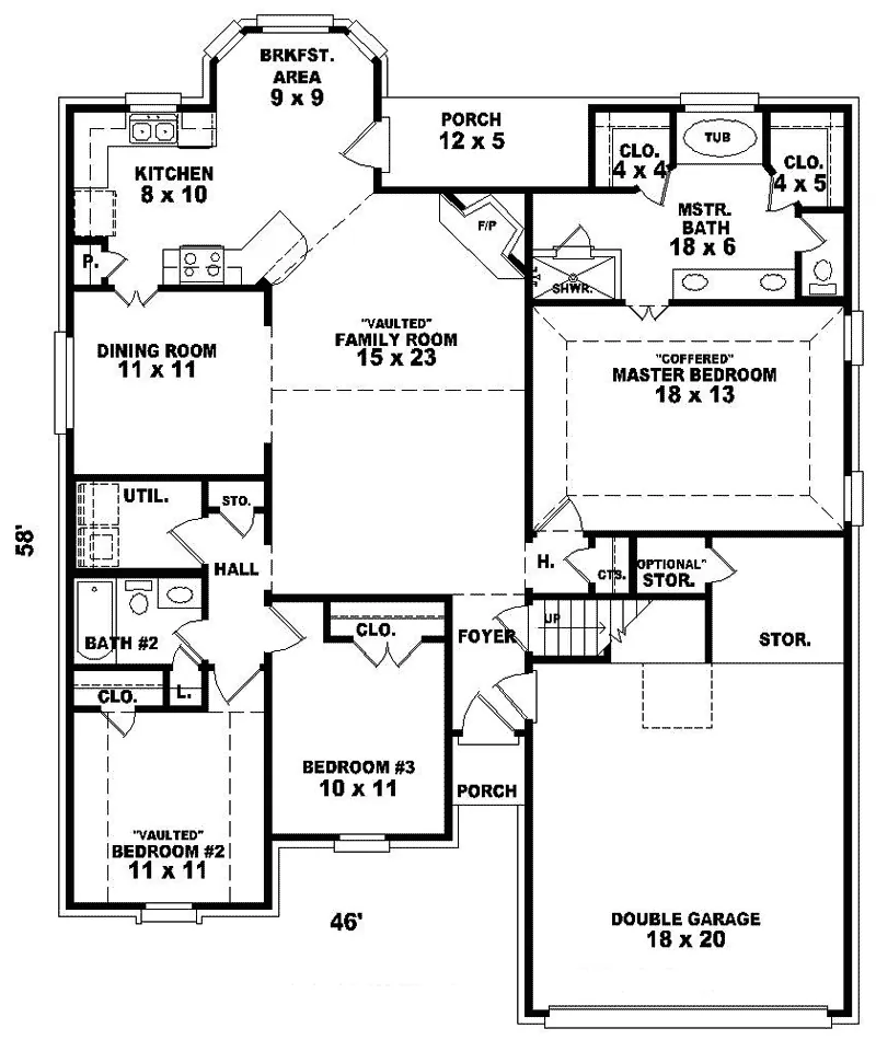 Southern House Plan First Floor - Arden Pond Ranch Home 087D-0223 - Search House Plans and More