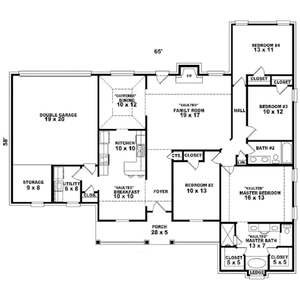 Ranch House Plan First Floor - Nadine Country Home 087D-0224 - Shop House Plans and More