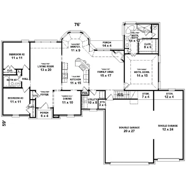 European House Plan First Floor - Rollingsford Ranch Home 087D-0227 - Shop House Plans and More