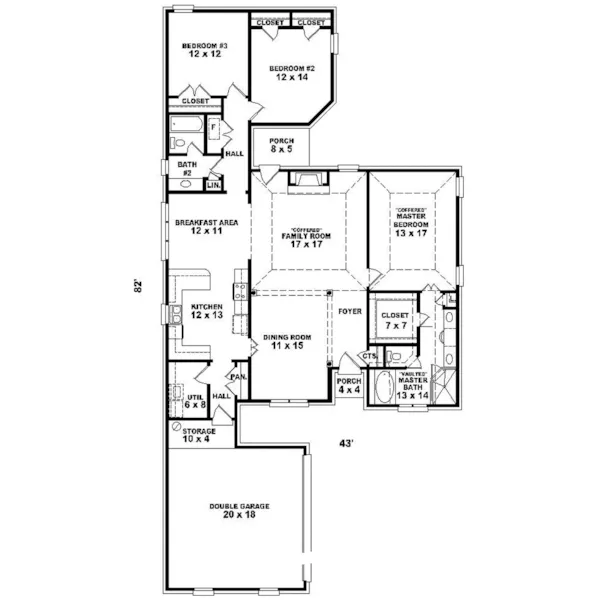 Traditional House Plan First Floor - Setters Hill Ranch Home 087D-0228 - Shop House Plans and More