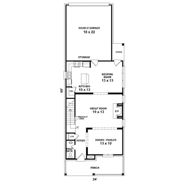 Cabin & Cottage House Plan First Floor - Churchill Place Southern Home 087D-0233 - Search House Plans and More