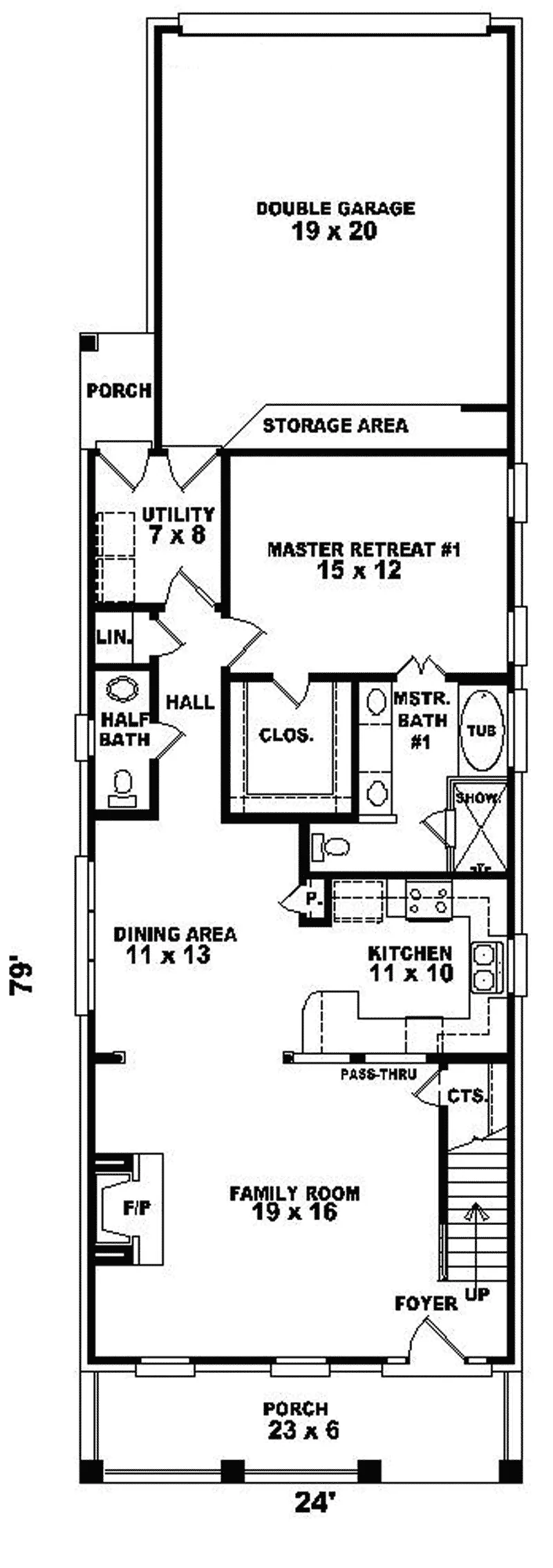 Southern House Plan First Floor - Piazza Colonial Cabin Home 087D-0234 - Shop House Plans and More