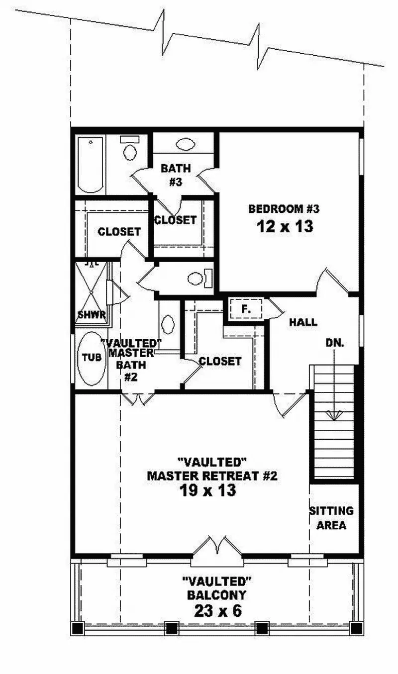 Shingle House Plan Second Floor - Piazza Colonial Cabin Home 087D-0234 - Shop House Plans and More