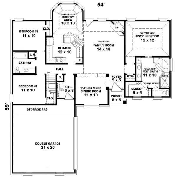 Southern House Plan First Floor - Elmcrest Acres Traditional Home 087D-0239 - Search House Plans and More