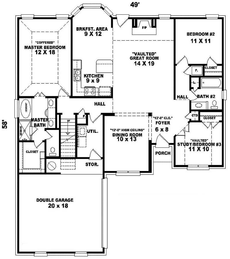 Traditional House Plan First Floor - Delrado Traditional Home 087D-0241 - Search House Plans and More