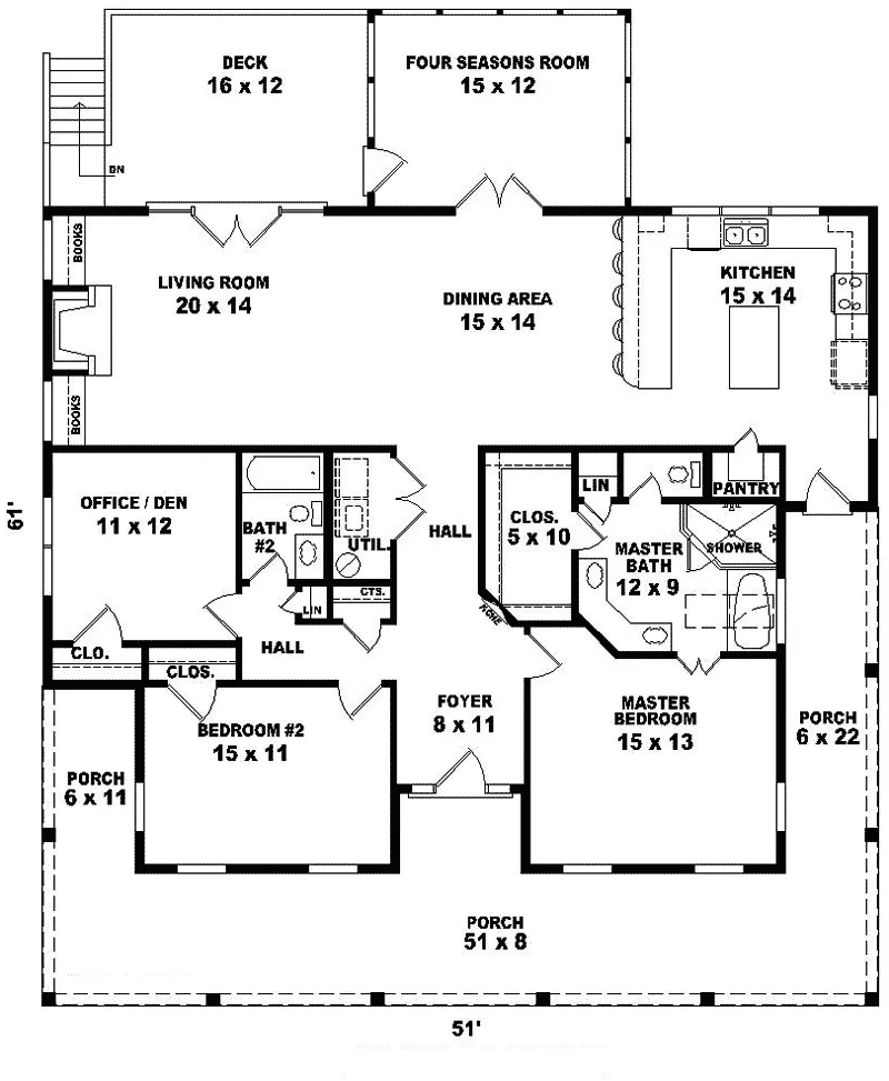 Southern Plantation House Plan First Floor - Warford Acadian Home 087D-0243 - Shop House Plans and More