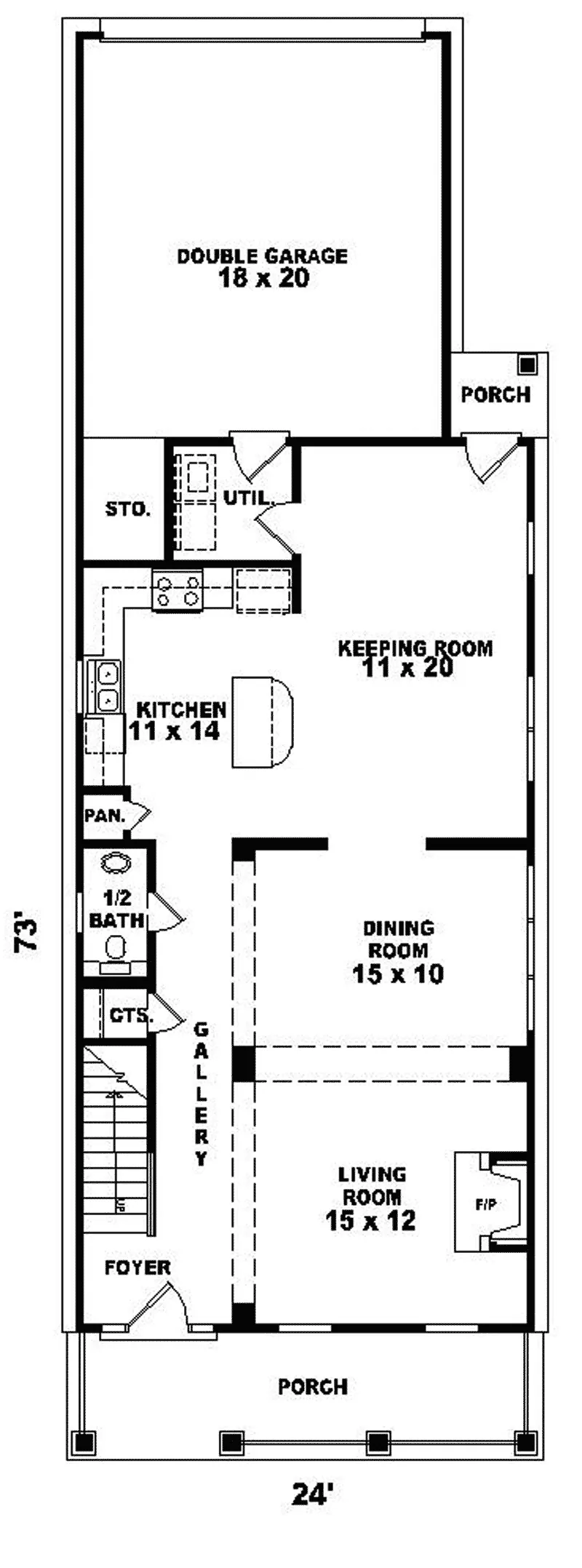 Colonial House Plan First Floor - Longwood Southern Home 087D-0244 - Shop House Plans and More