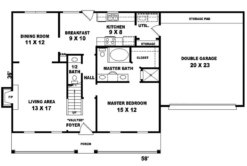 Acadian House Plan First Floor - Reynalda Country Home 087D-0245 - Shop House Plans and More