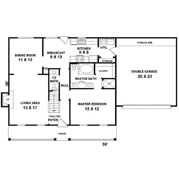 Colonial House Plan First Floor - Reynalda Country Home 087D-0245 - Shop House Plans and More