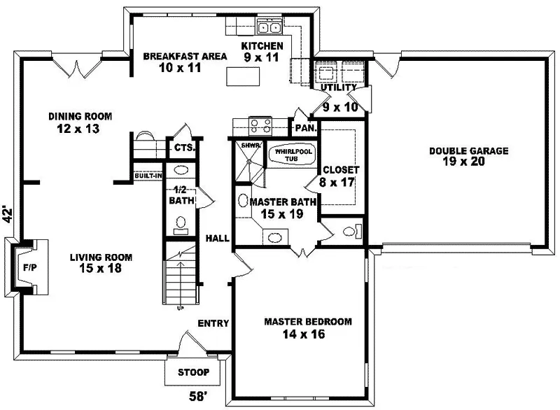 Southern House Plan First Floor - Juniper Forest Country Home 087D-0247 - Search House Plans and More