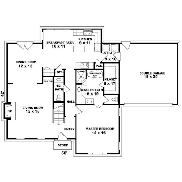 Traditional House Plan First Floor - Juniper Forest Country Home 087D-0247 - Search House Plans and More