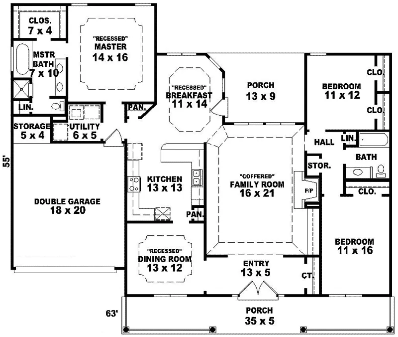 Country House Plan First Floor - Monteau Country Style Home 087D-0248 - Shop House Plans and More
