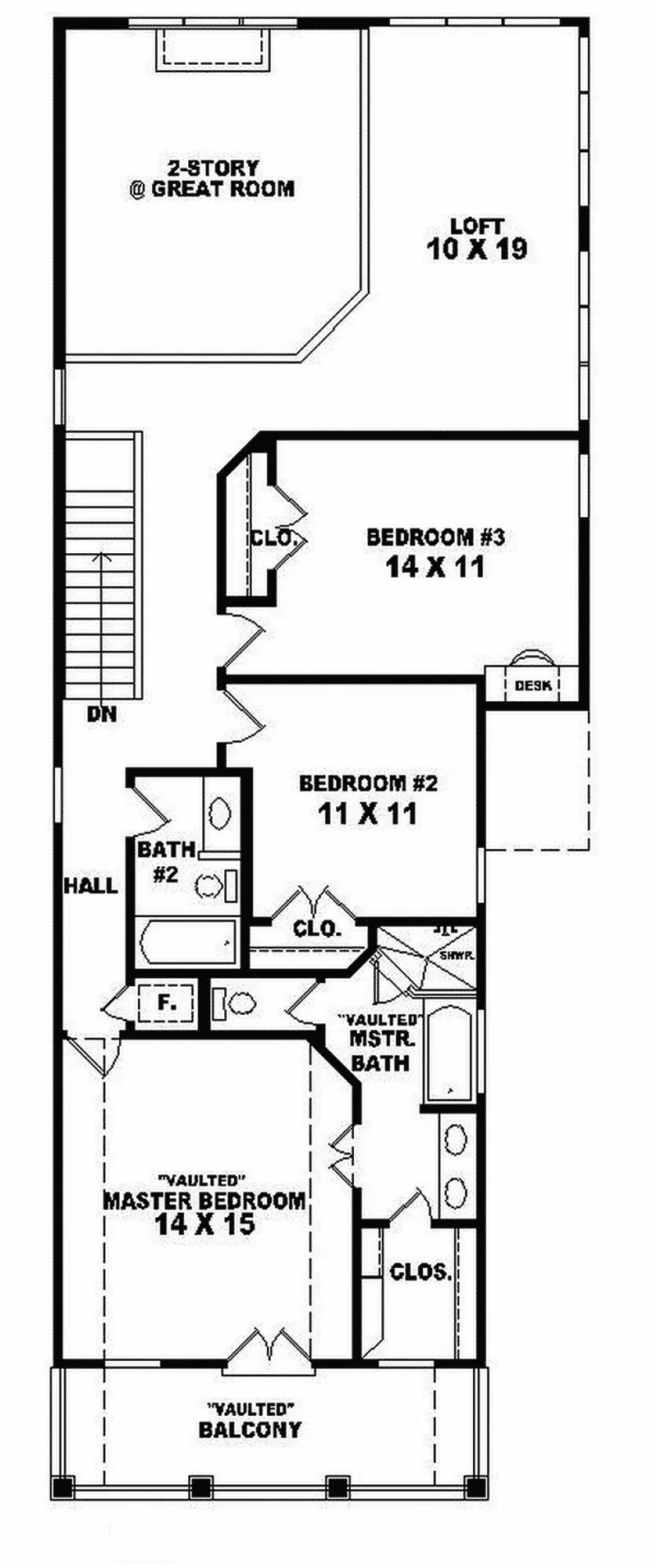 Waterfront House Plan Second Floor - Lake Meade Vacation Home 087D-0252 - Shop House Plans and More