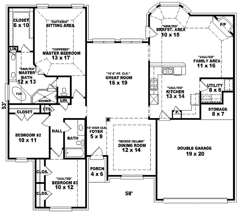 Ranch House Plan First Floor - Estonia Ranch Home 087D-0256 - Search House Plans and More