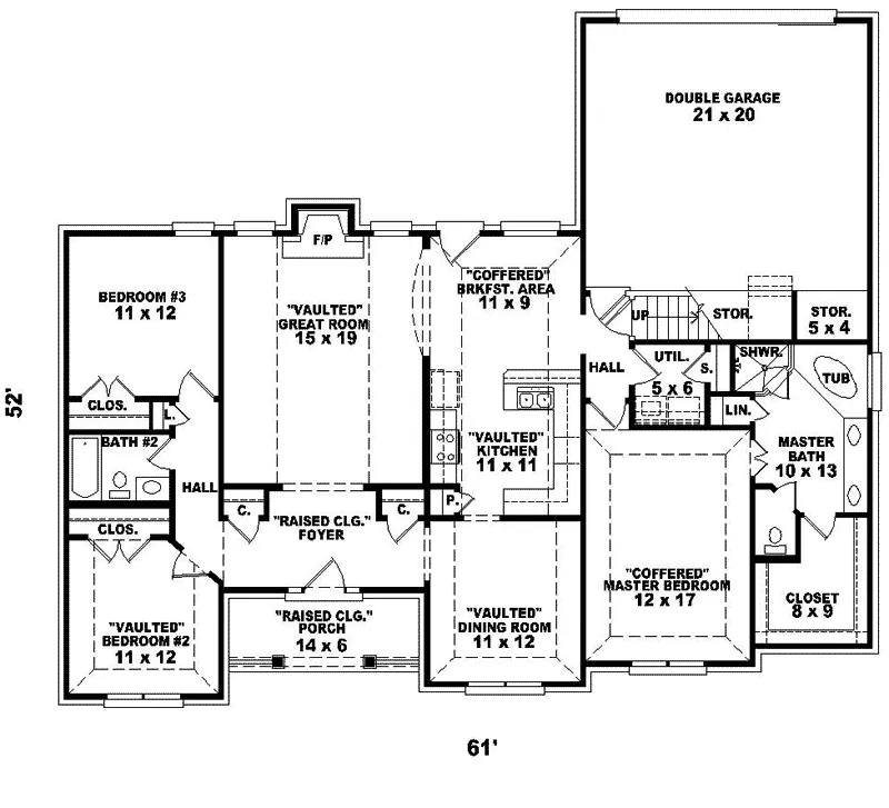 Ranch House Plan First Floor - Gauley Bridge Traditional Home 087D-0266 - Search House Plans and More