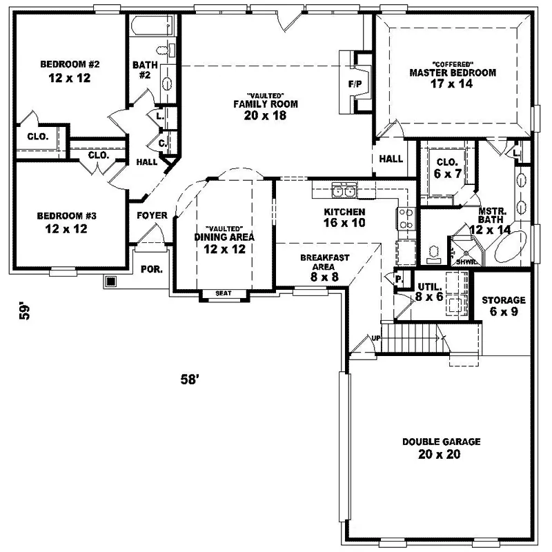 Southern House Plan First Floor - Secor Farm Traditional Home 087D-0285 - Shop House Plans and More