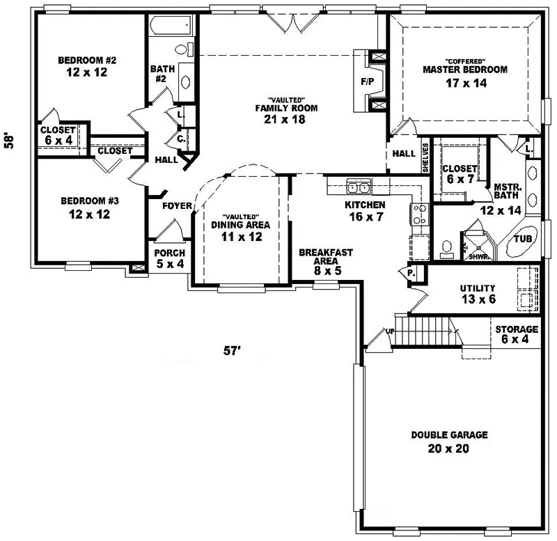 Southern House Plan First Floor - Craven Traditional Home 087D-0292 - Search House Plans and More
