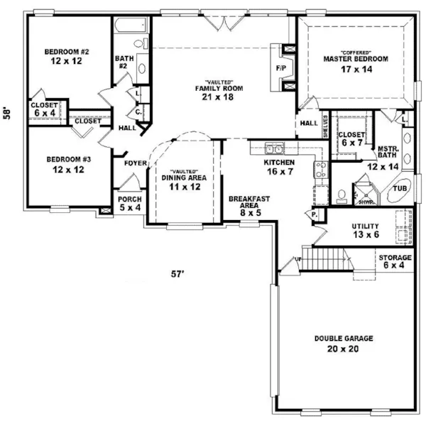 Southern House Plan First Floor - Craven Traditional Home 087D-0292 - Search House Plans and More