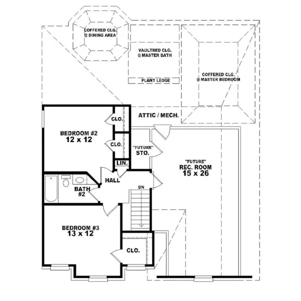 Colonial House Plan Second Floor - Decker Traditional Home 087D-0295 - Search House Plans and More