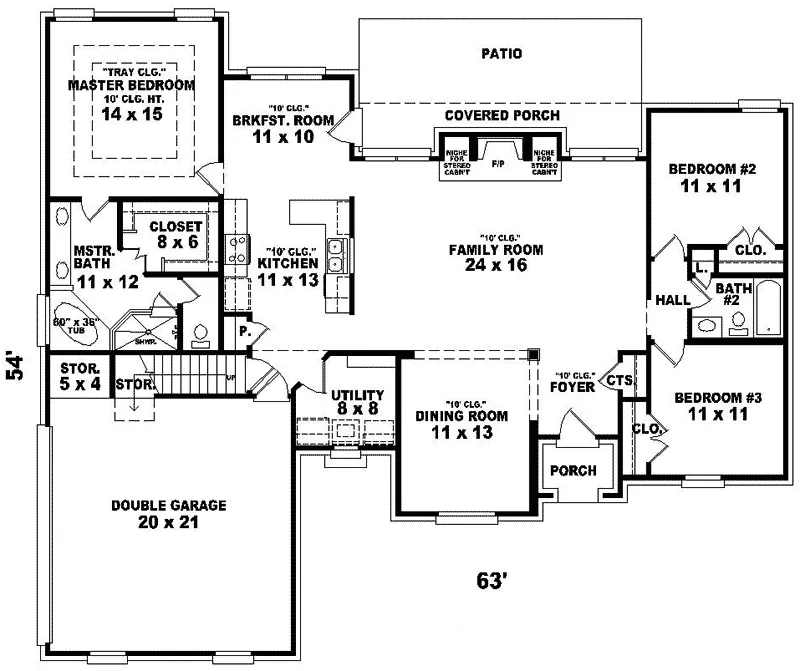 Country House Plan First Floor - Beelman Brick Traditional Home 087D-0297 - Search House Plans and More
