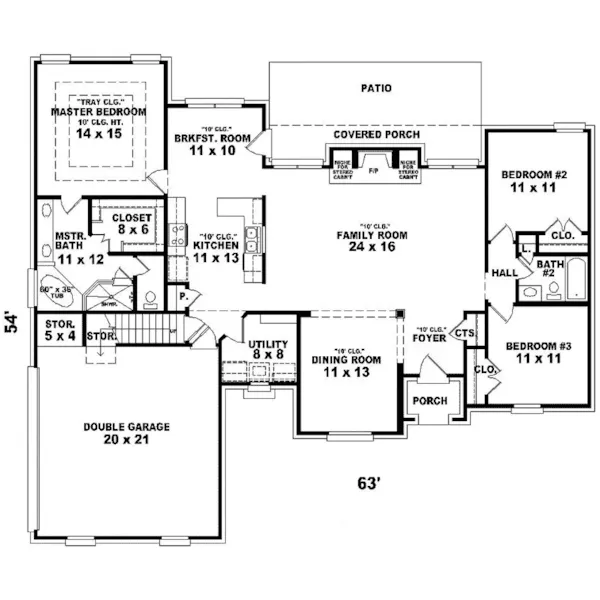 Country French House Plan First Floor - Beelman Brick Traditional Home 087D-0297 - Search House Plans and More