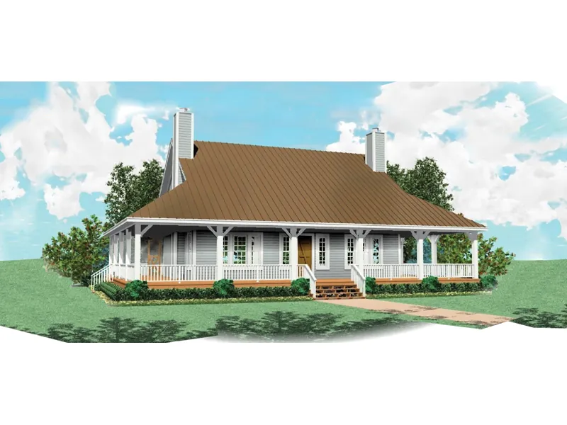 Farmhouse Style Home Has Deep Wra-Around Porch