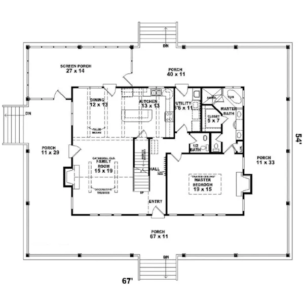 Country House Plan First Floor - Ardmore Park Country Home 087D-0299 - Search House Plans and More