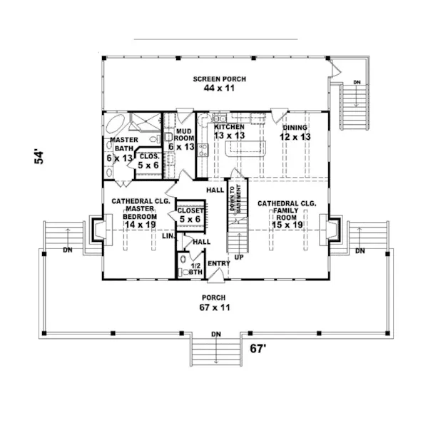 Farmhouse Plan First Floor - Lanes Prairie Country Home 087D-0300 - Shop House Plans and More