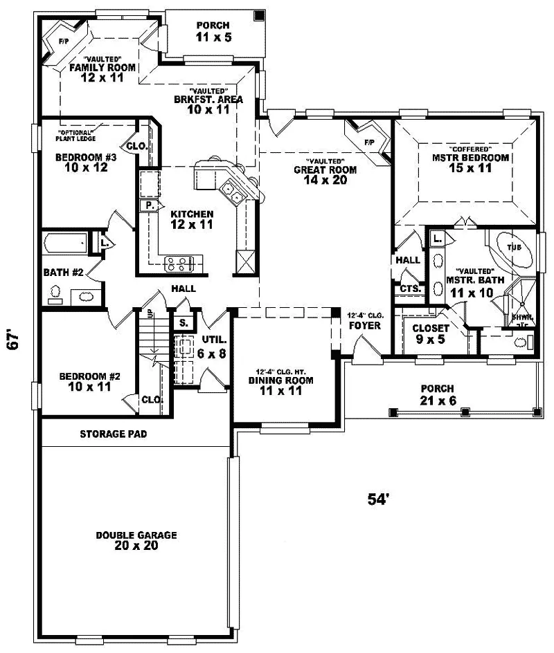 Ranch House Plan First Floor - Dassault Traditional Home 087D-0302 - Search House Plans and More
